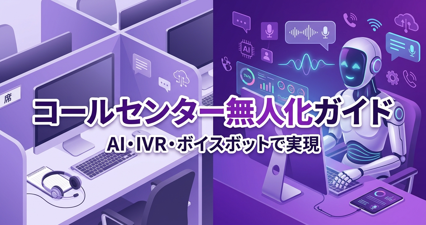 コールセンター無人化ガイド カバー画像｜AI・IVR・ボイスボット活用