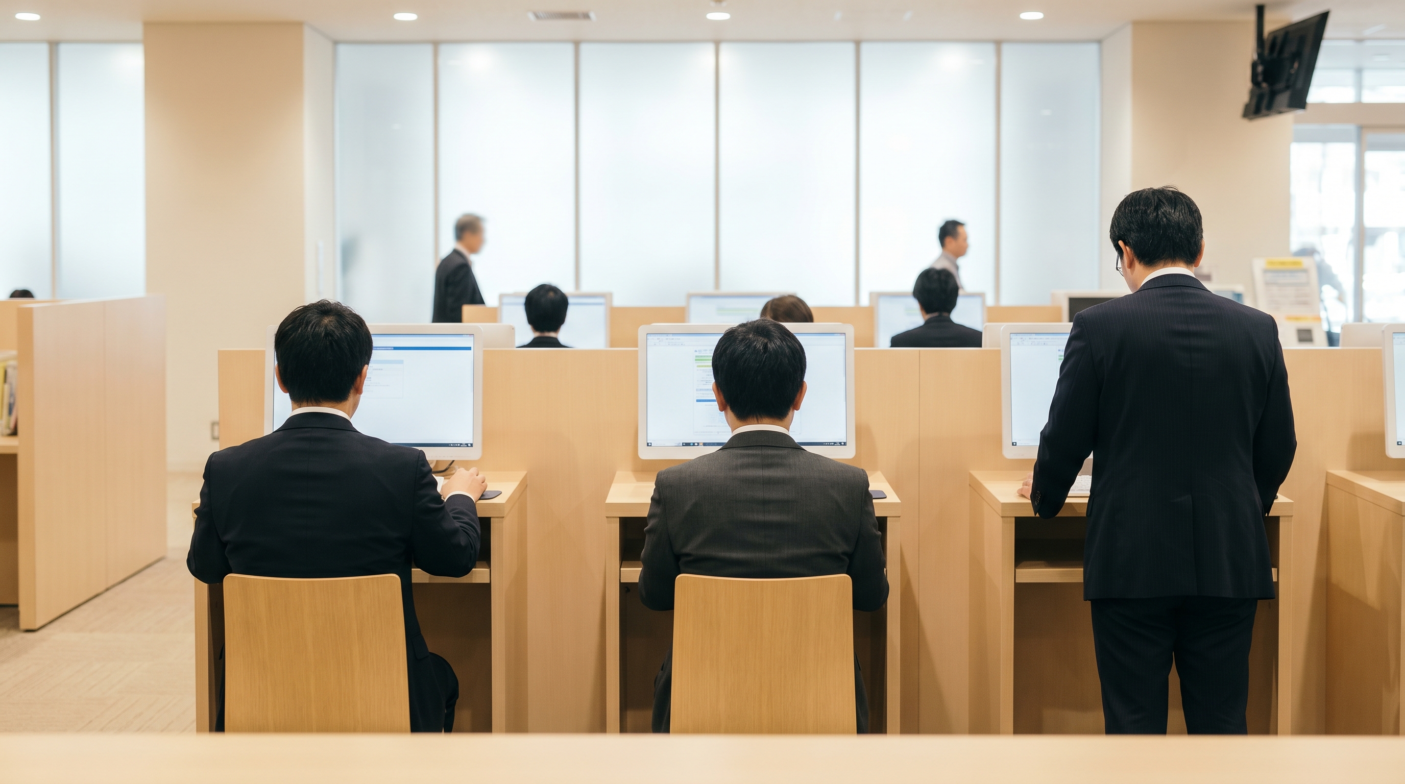 庁舎内で職員がAIナレッジ検索を利用するイメージ
